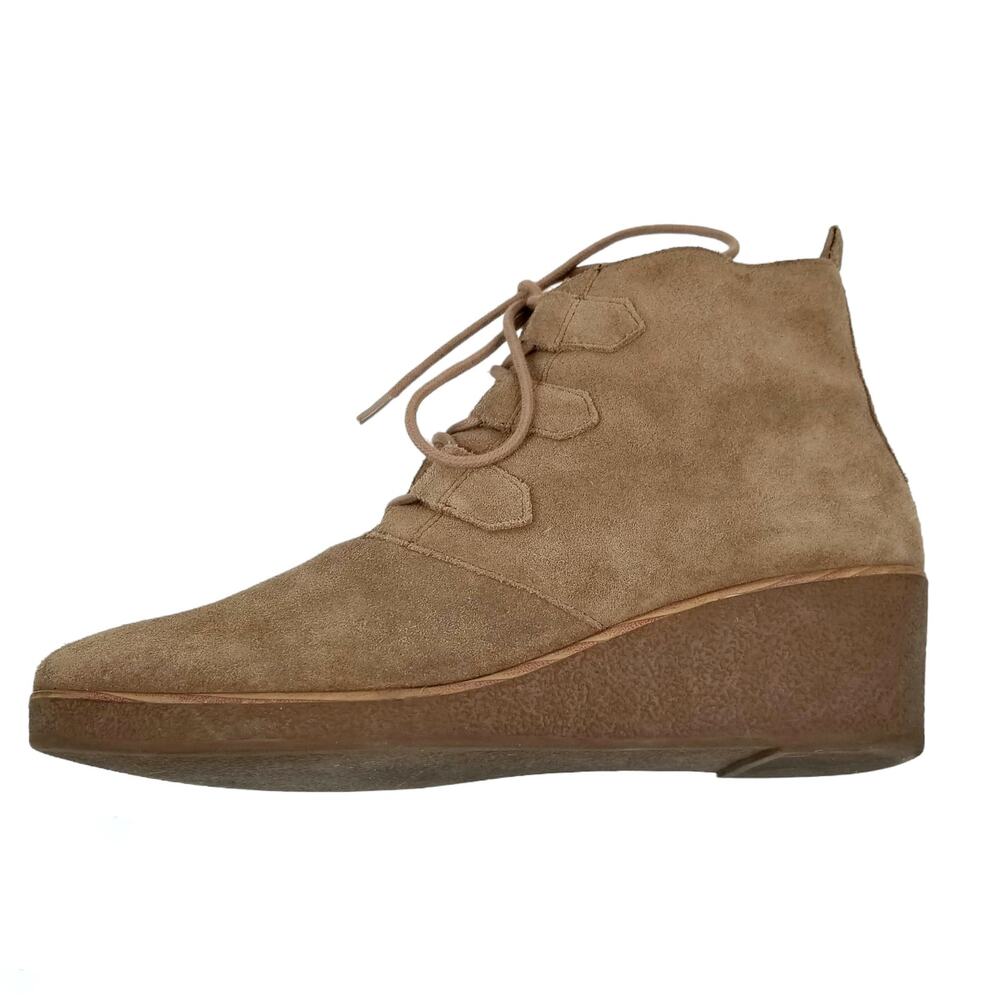 Lucky Brand Jaemma Women's Tan Suede Wedge Heel Ankle Boots Size 8.5 - Picture 2 of 8